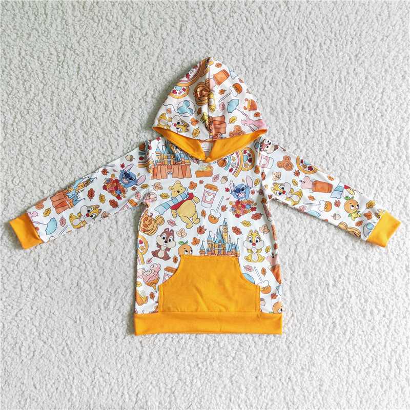 yellow bear boy long sleeve hoodie top