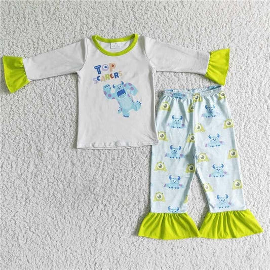 monster top and pants 2 pieces girls outfits kids clothes pajamas