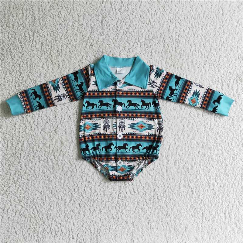 western bubble long sleeve baby romper