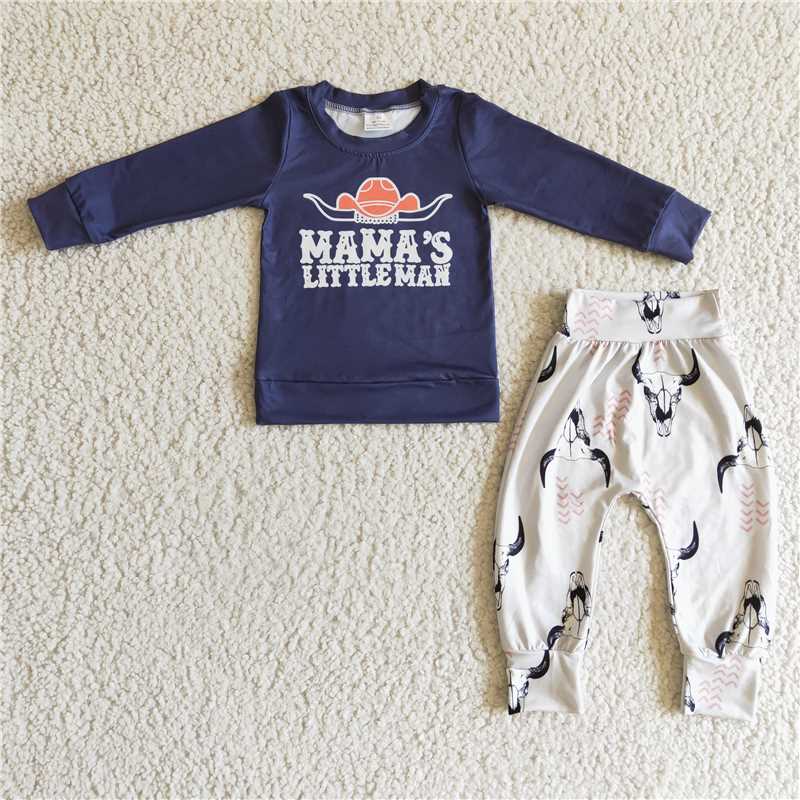 mama's littleman boys long sleeve pants 2 pieces outfits kids clothes