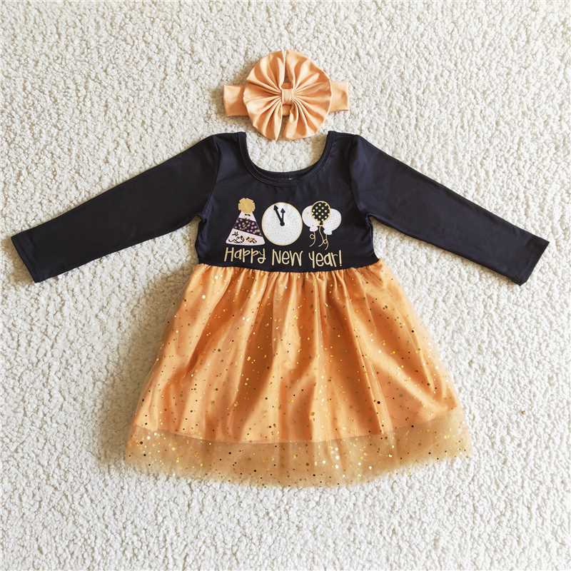 happy new year dress girls skirt kids clothes