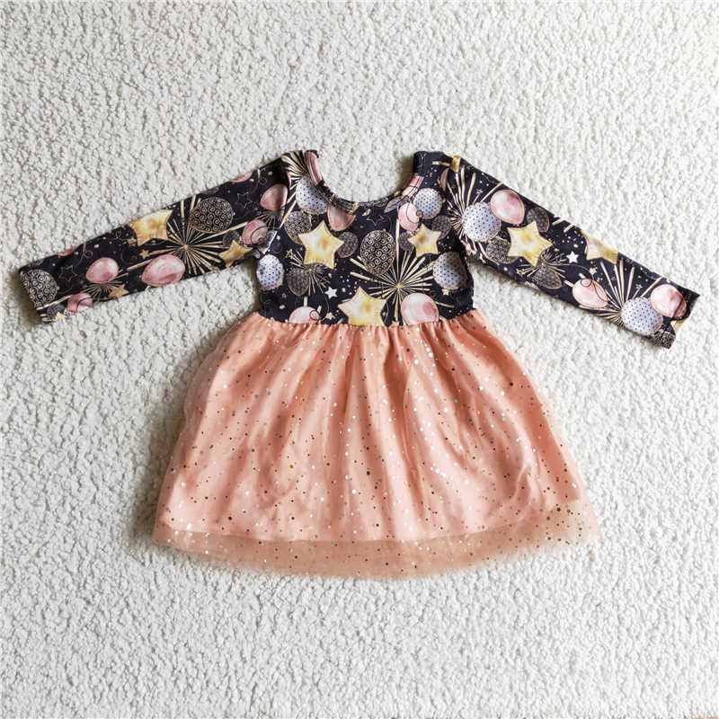 happy new year dress yarn girls skirt kids clothes