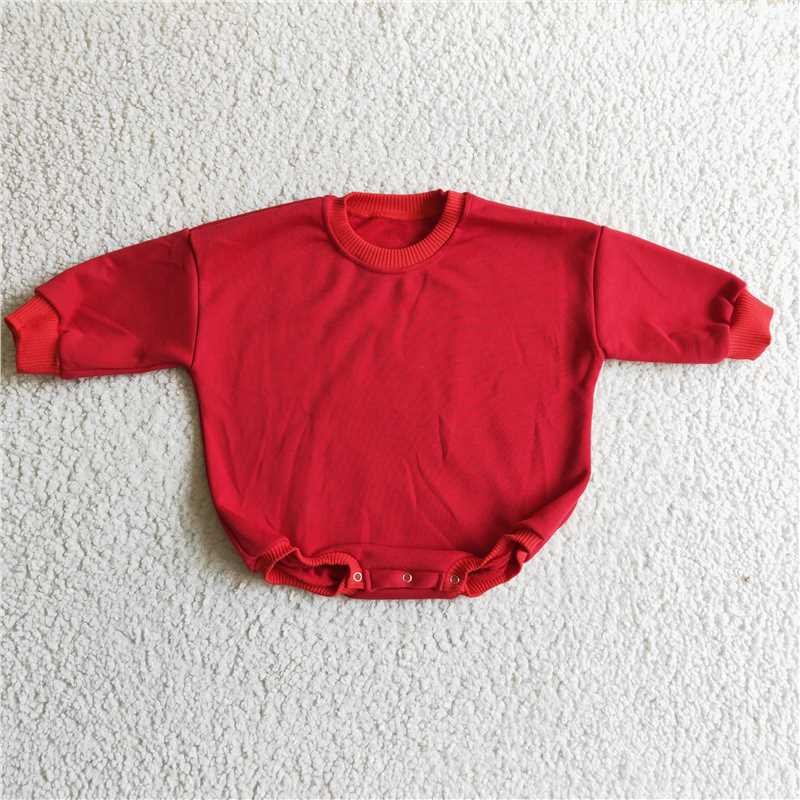 red cotton bubble long sleeve baby romper