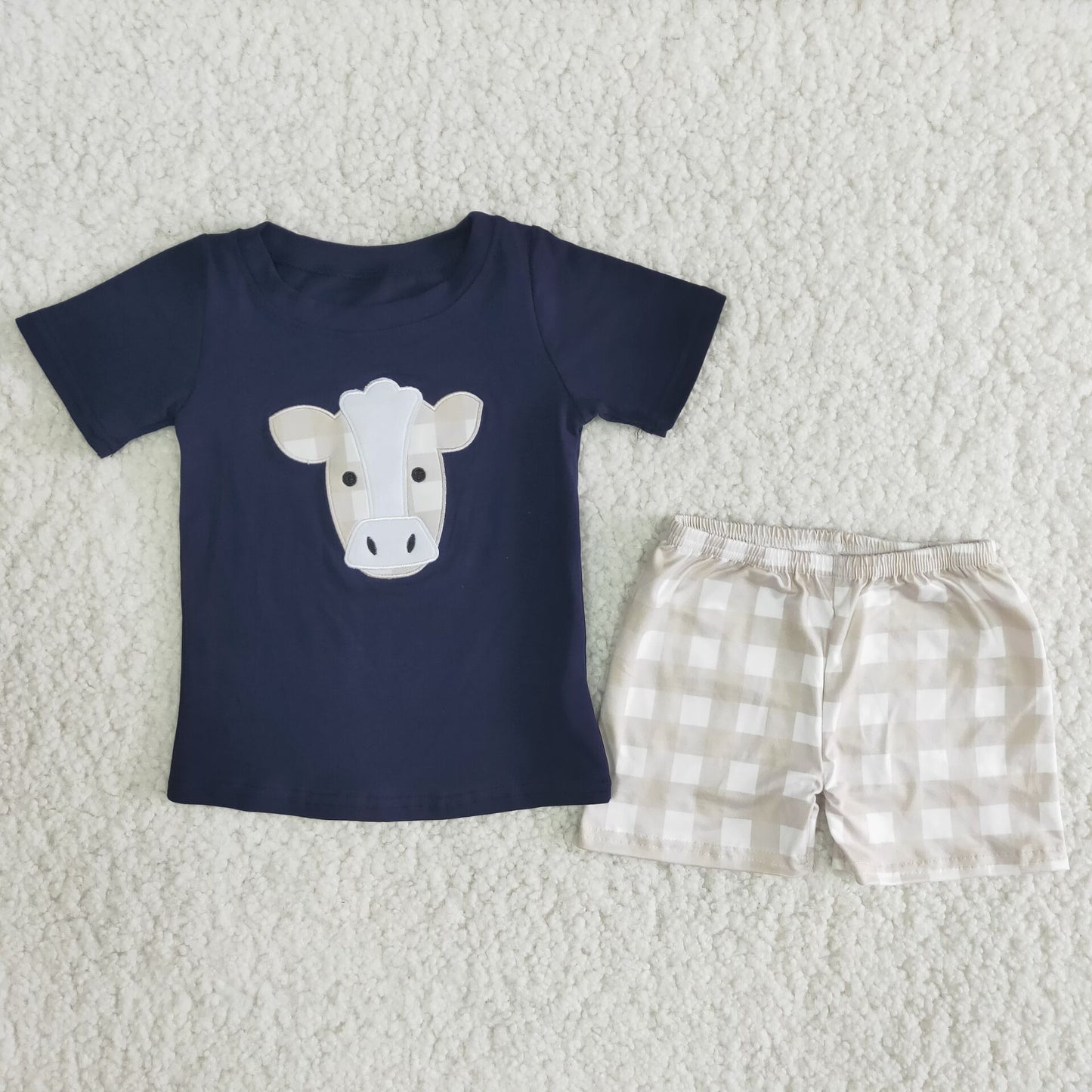 cow embroidery boys summer sets matching girls suits