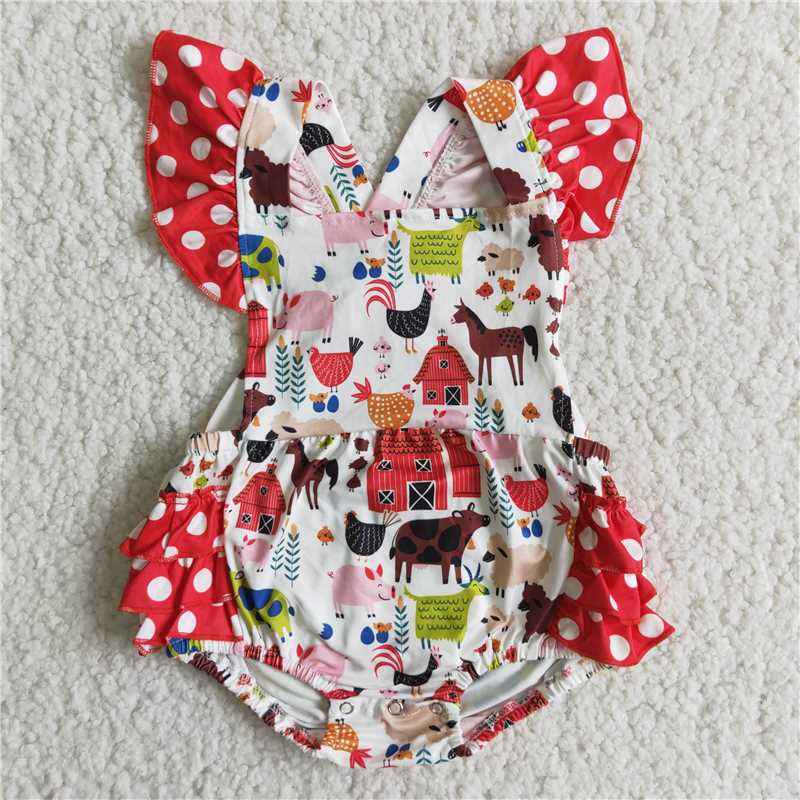 farm girls bubbles summer baby rompers