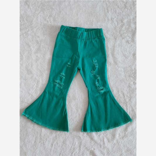 cute girls green elastic waist bell jeans