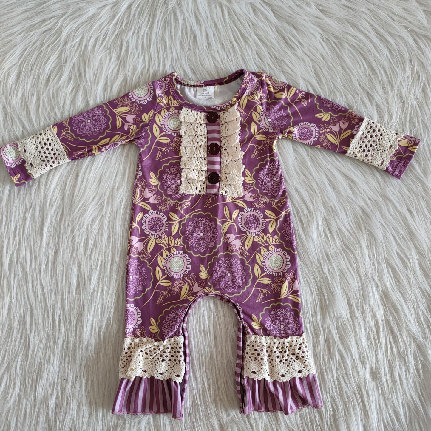 Purple long sleeve girls baby rompers