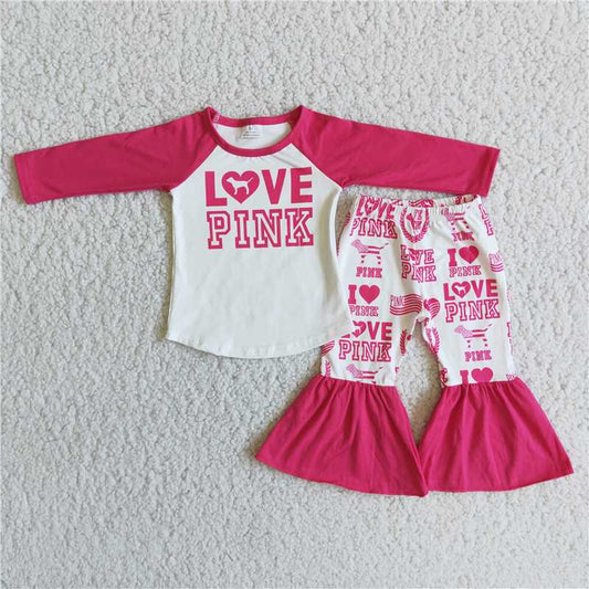 love pink sets happy Valentine's Day Girls Clothes