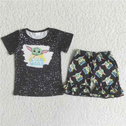 girls summer carton shirt sets 2 pieces shorts outfits