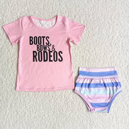 boots Girls baby bummies sets summer pink shirt