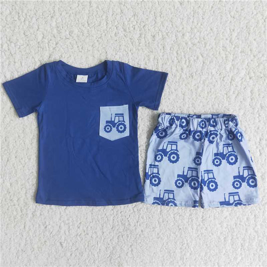 truck pocket boys summer sets short sleeve shirt shorts 2pcs suit