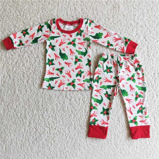 Christmas pajamas suit boys long sleeve top & pants 2 pieces outfits fall winter sets