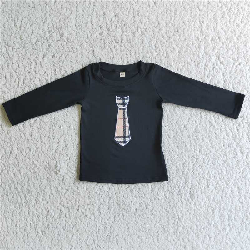 necktie black boys long sleeve shirt fall spring tops