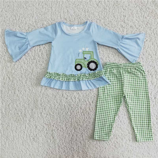 tractor truck top and pants 2 pieces girls outfits kids clothes