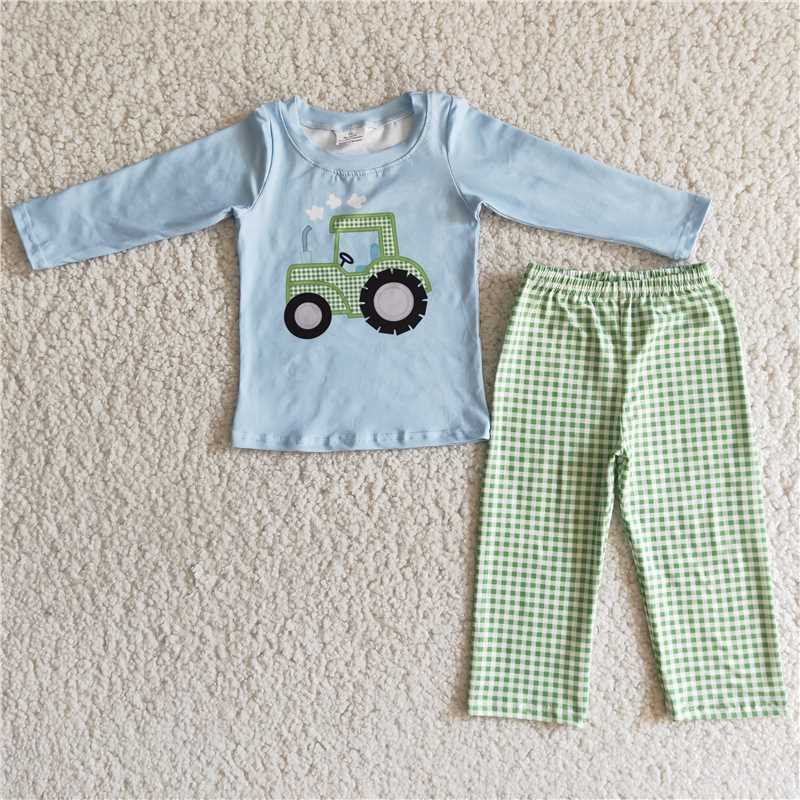 tractor truck pajamas suit baby boys long sleeve pants 2 pieces outfits winter sets