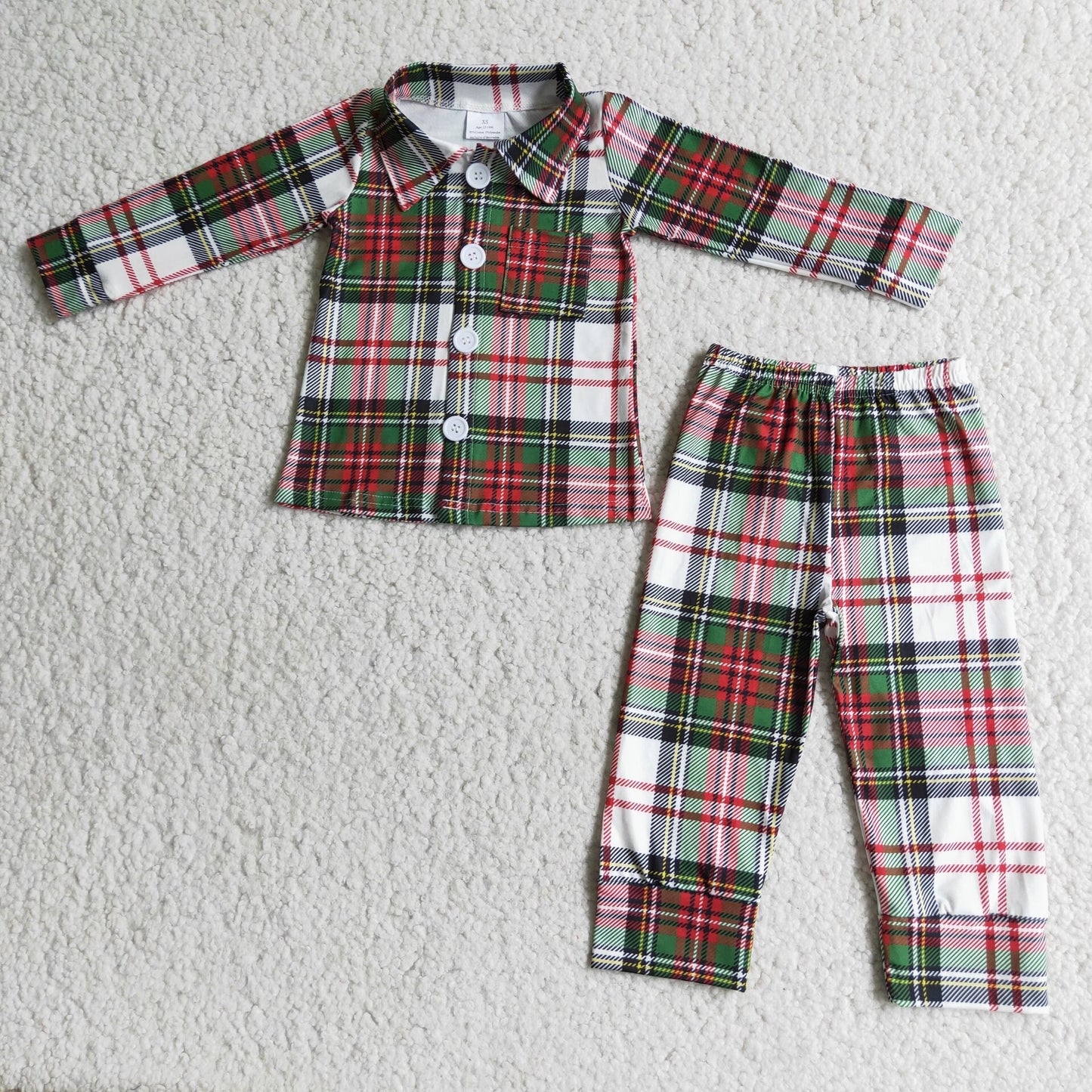 Plaid Christmas pajamas suit girls long sleeve pants 2 pieces outfits winter sets