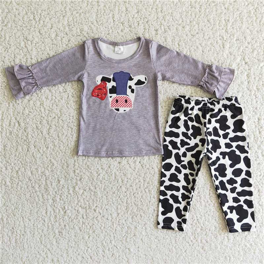 cow top and pants 2 pieces girls outfits kids clothes