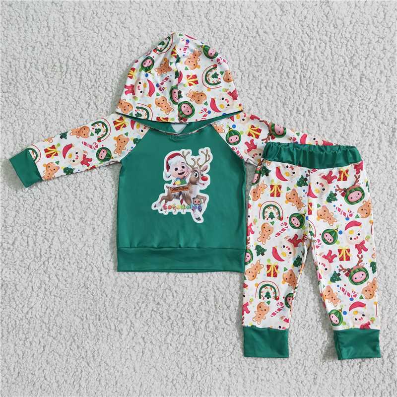 christmas boys outfits deer hooded sets cocomelon hoodie suits