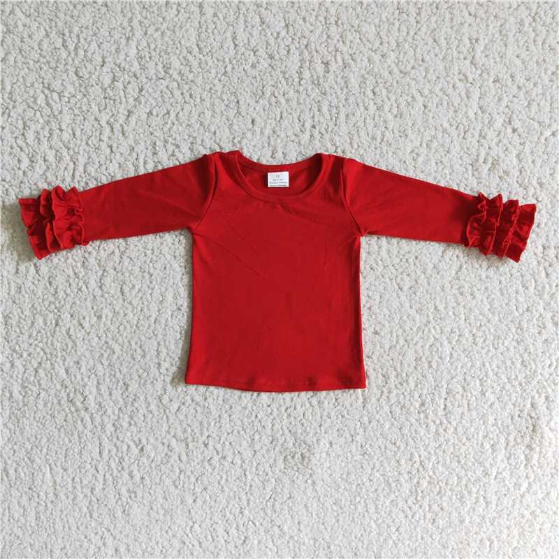 red girls long sleeve shirt cotton tops