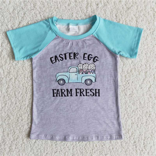 bunny easter egg farm fresh boys short sleeve shirt pullover