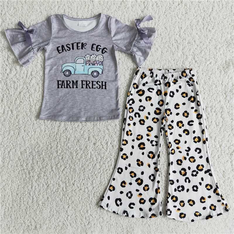 easter egg farm fresh top leopard pants girls sets kids clothes