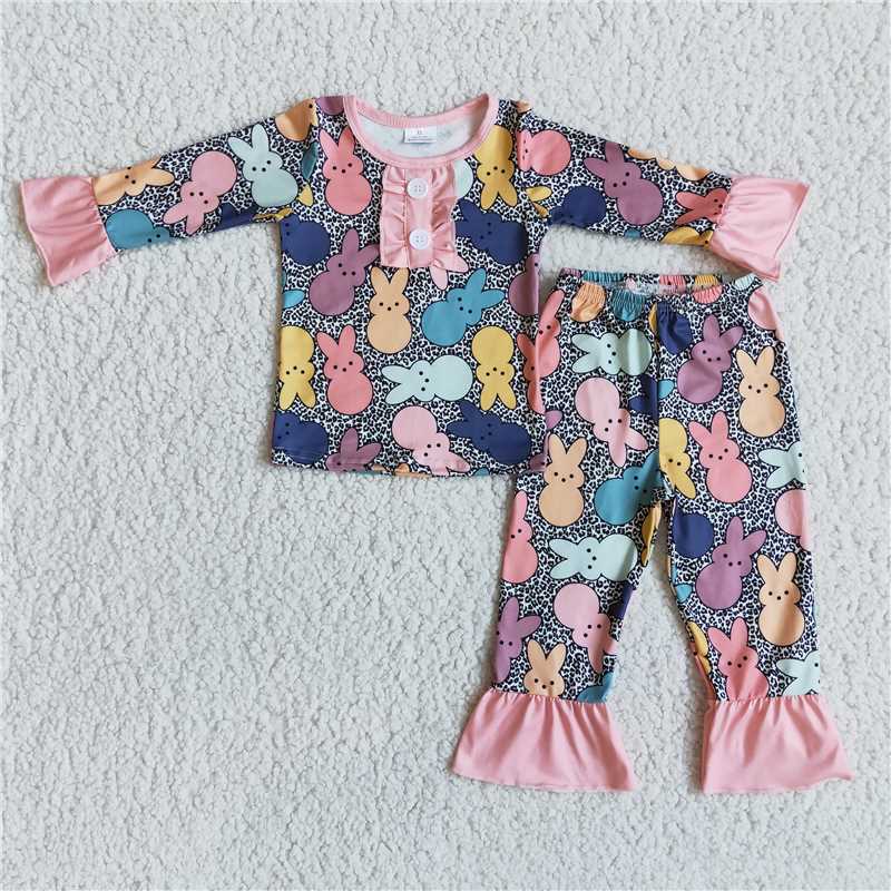 easter bunny pajamas suit girls match boy