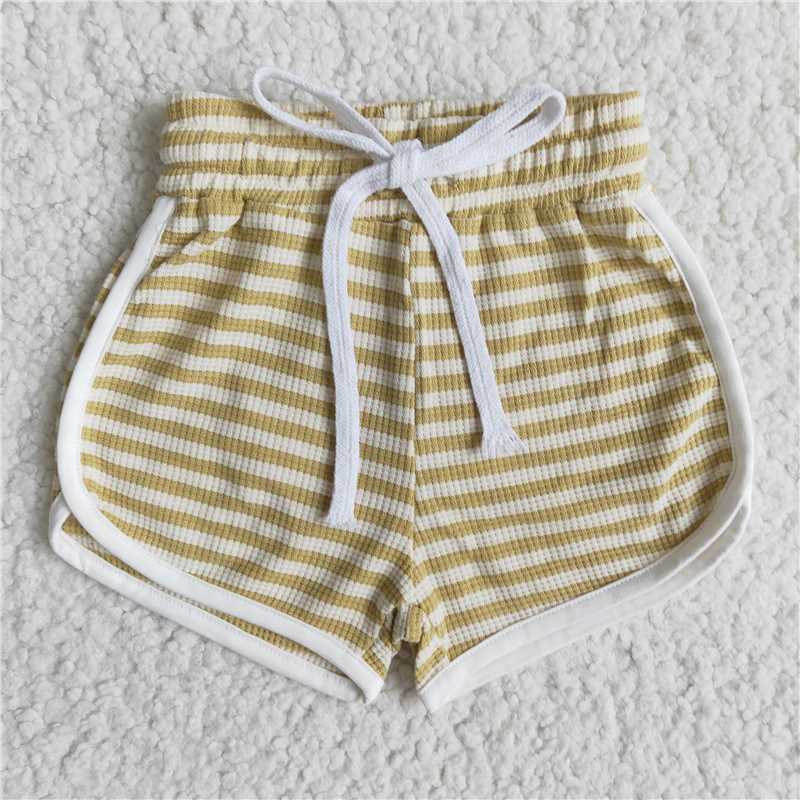 yellower stripe Cotton Shorts lace-up sweatshorts