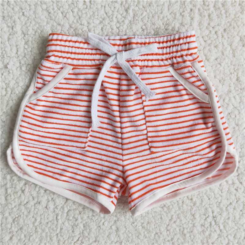 red stripe Cotton Shorts lace-up sweatshorts