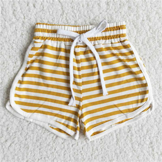 stripe Cotton Shorts elastic waist sweatshorts