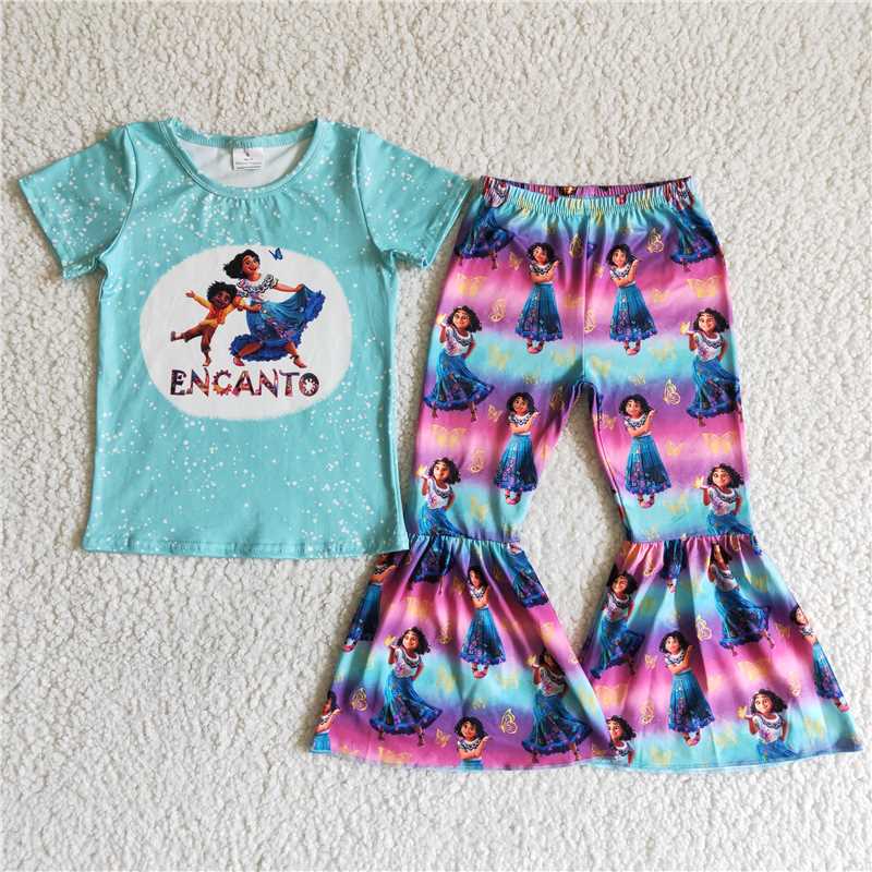 lovely house full of magic carton short sleeve shirt bell 2 pcs sets