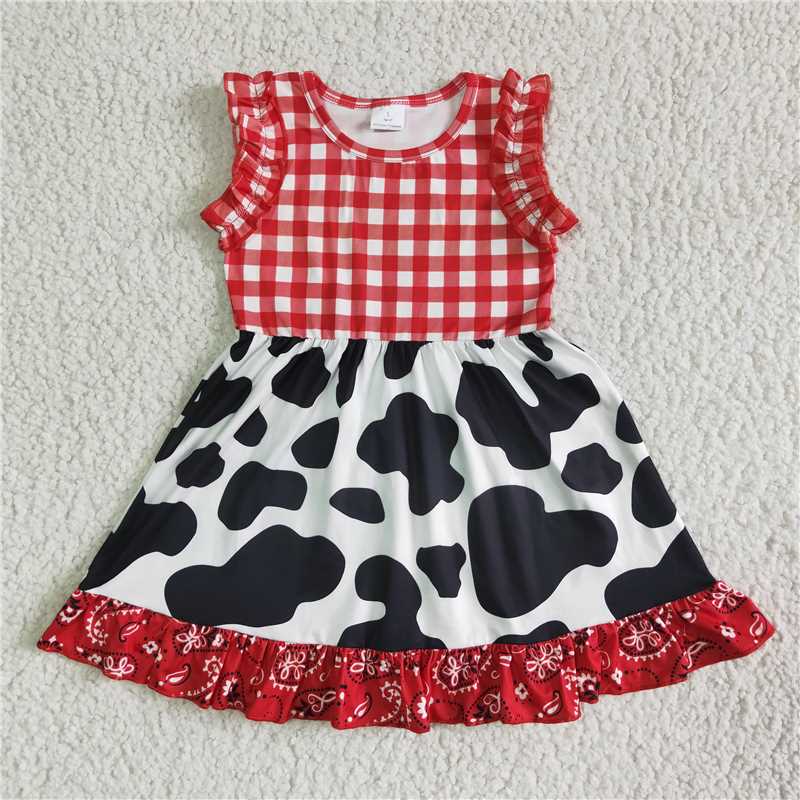 red Plaid cow girls summer sleeveless dress popular