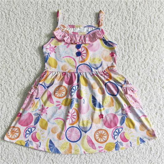 lovely fruit girls summer sleeveless dress popular