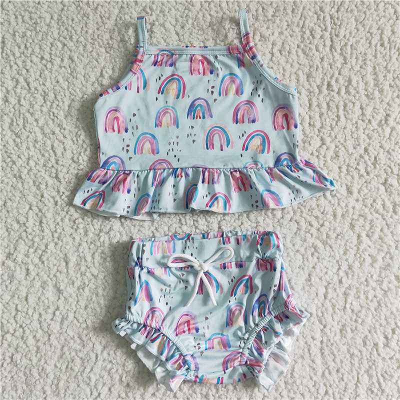 rainbow kids Girls bummies sets