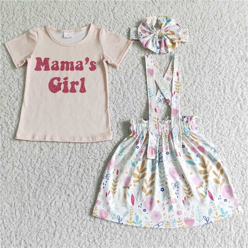 mama's girl sets flower dress suits have bow