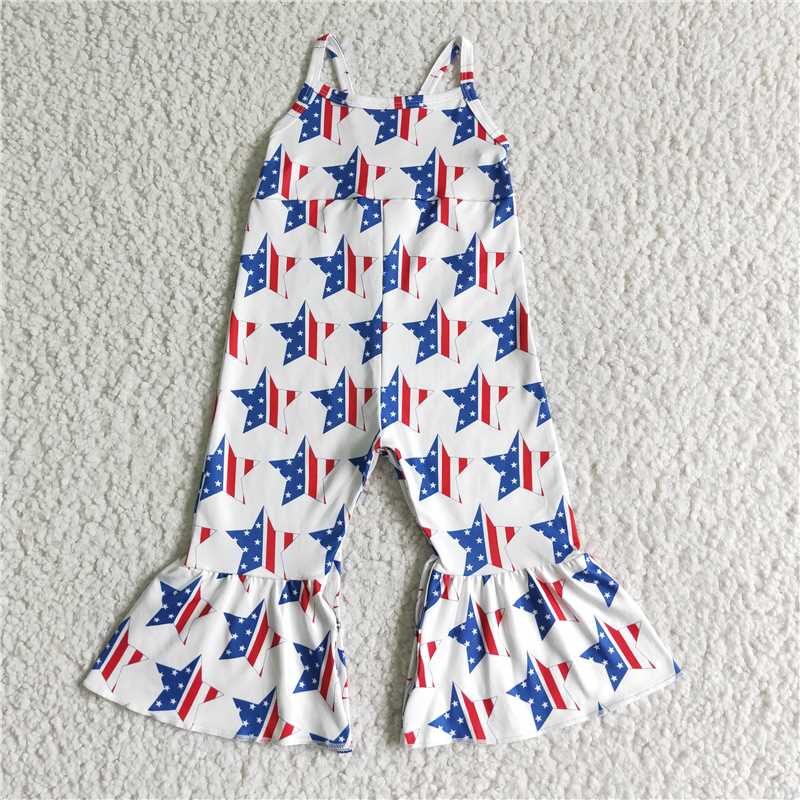 july 4th red blue white stars girls jumpsuits kids romper