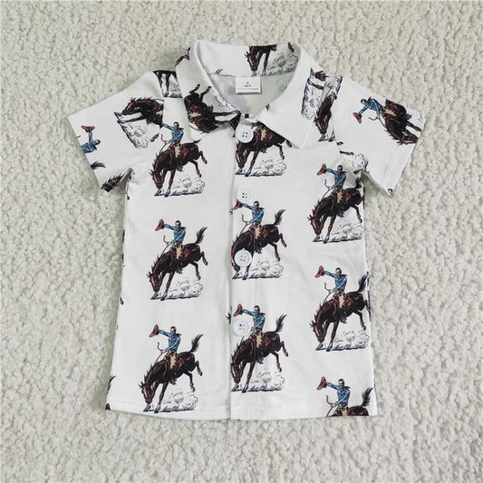 cowboy short sleeve shirt boys summer top