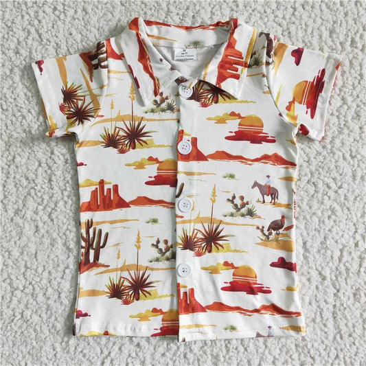 cowboy western life short sleeve shirt boys summer top