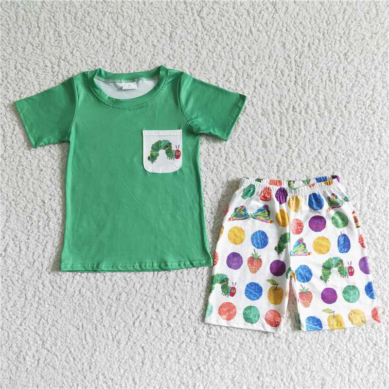 Caterpillar boys summer sets short sleeve shirt and shorts 2 pieces suit