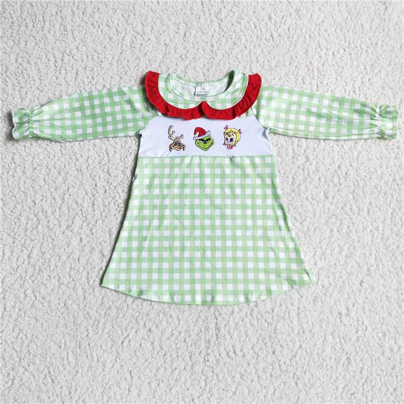 embroidery grinch girls matching christmas boys outfits & romper dress siblings