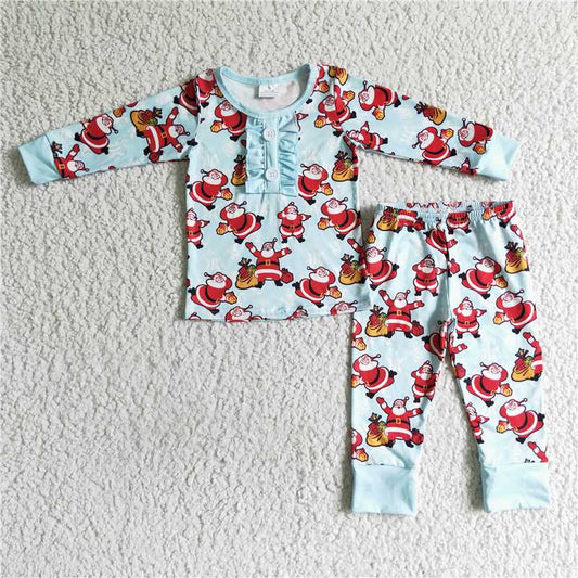 Christmas Santa Claus girls pajamas outfits  2 pieces fall winter sets