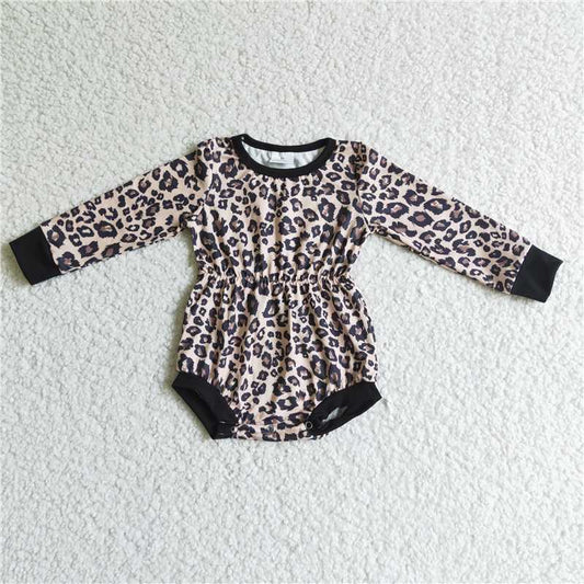 leopard bubble long sleeve baby romper