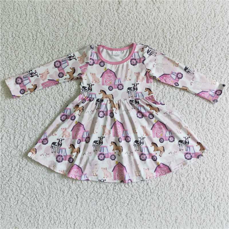 farm dress long sleeve girls skirt kids clothes