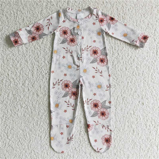 flower baby Jumpsuit with Feet Long Sleeve romper