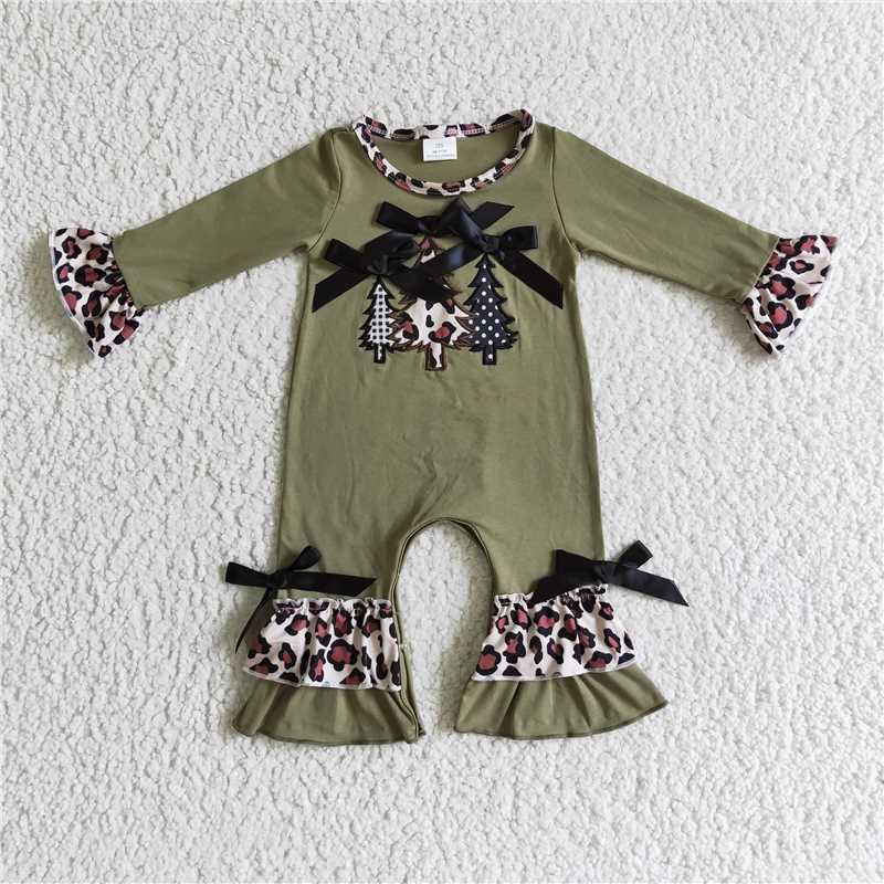 bows christmas tree romper girls jumsuit kids clothes