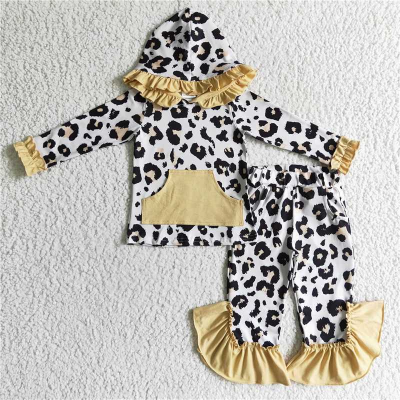 leopard girls winter hooded suit hoodie outfits