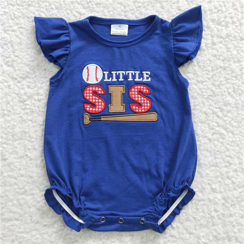 siblings embroidery baseball kids outfits match baby rompers