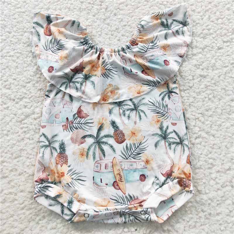 coconut tree baby bubbles girls rompers