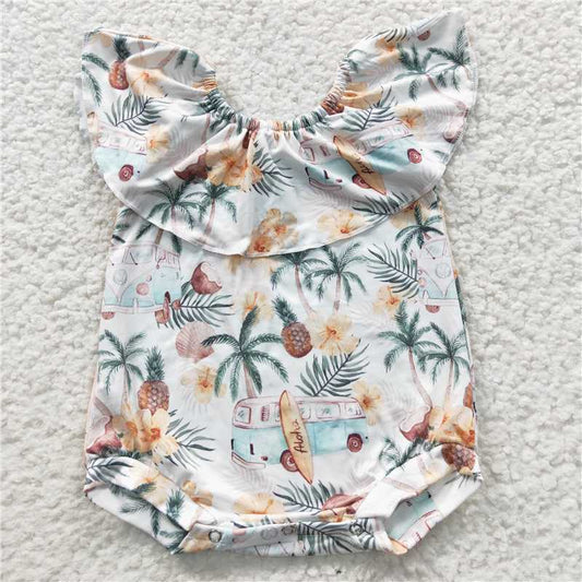 coconut tree baby bubbles girls rompers