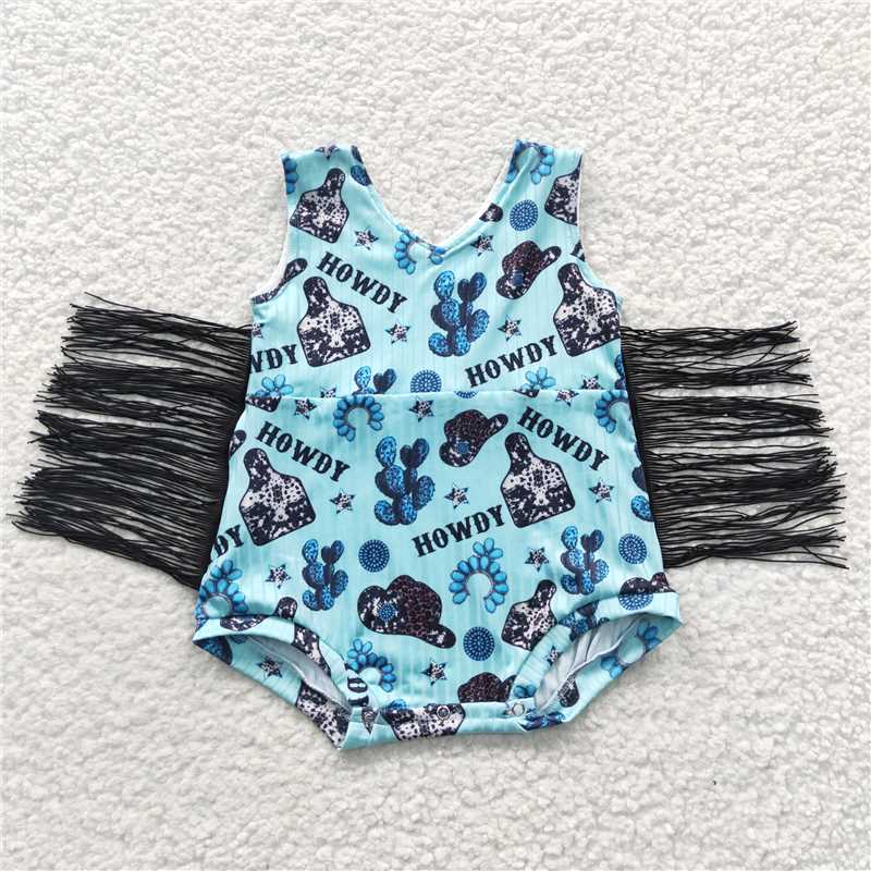 howdy tassel baby bubbles girls rompers