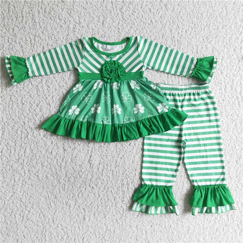 flower St. Patrick's Day clothes girl outfits kids clothing